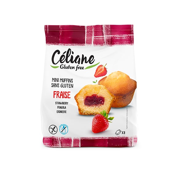 Celiane Gluten Free - Mini Muffins Recheio de Morango Sem Gluten